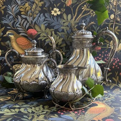 Чайник кофейник сахарница молочник George Travis&Co серебрение