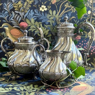 Чайник кофейник сахарница молочник George Travis&Co серебрение