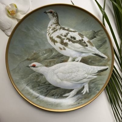 Тарелка Franklin Porcelain Gamebirds Limoges Ptarmigan 1979 23 см