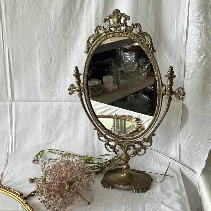 Зеркало настольное Ампир 50х33см латунь Франция 