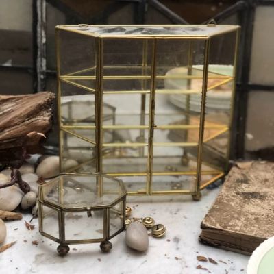 Шкатулка малая стекло латунь