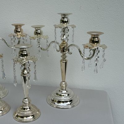 Подсвечник на 3 свечи 25 см серебрение хрусталь Франция   