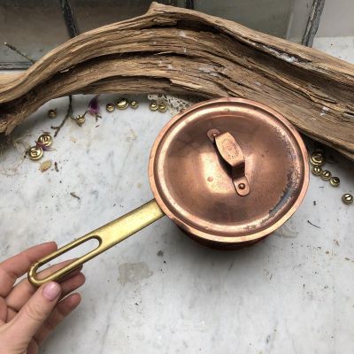 Сотейник 1л медь с латунной ручкой