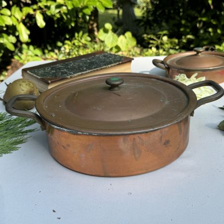 Кастрюля с крышкой 3 л медь малахит   
