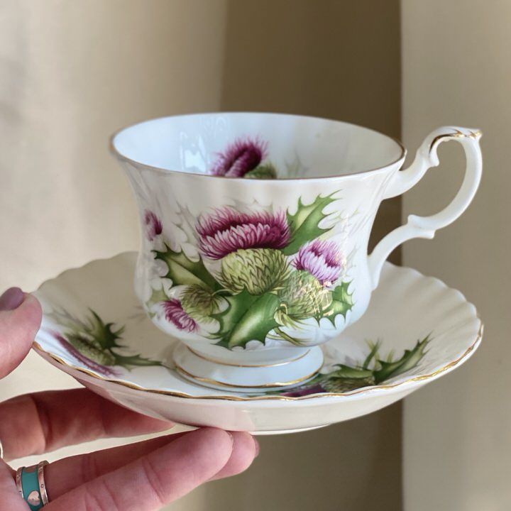 Чайная пара Royal Albert Highland Thistle 200 мл Чертополох Англия 