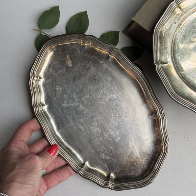 Поднос Волны 25 см мельхиор