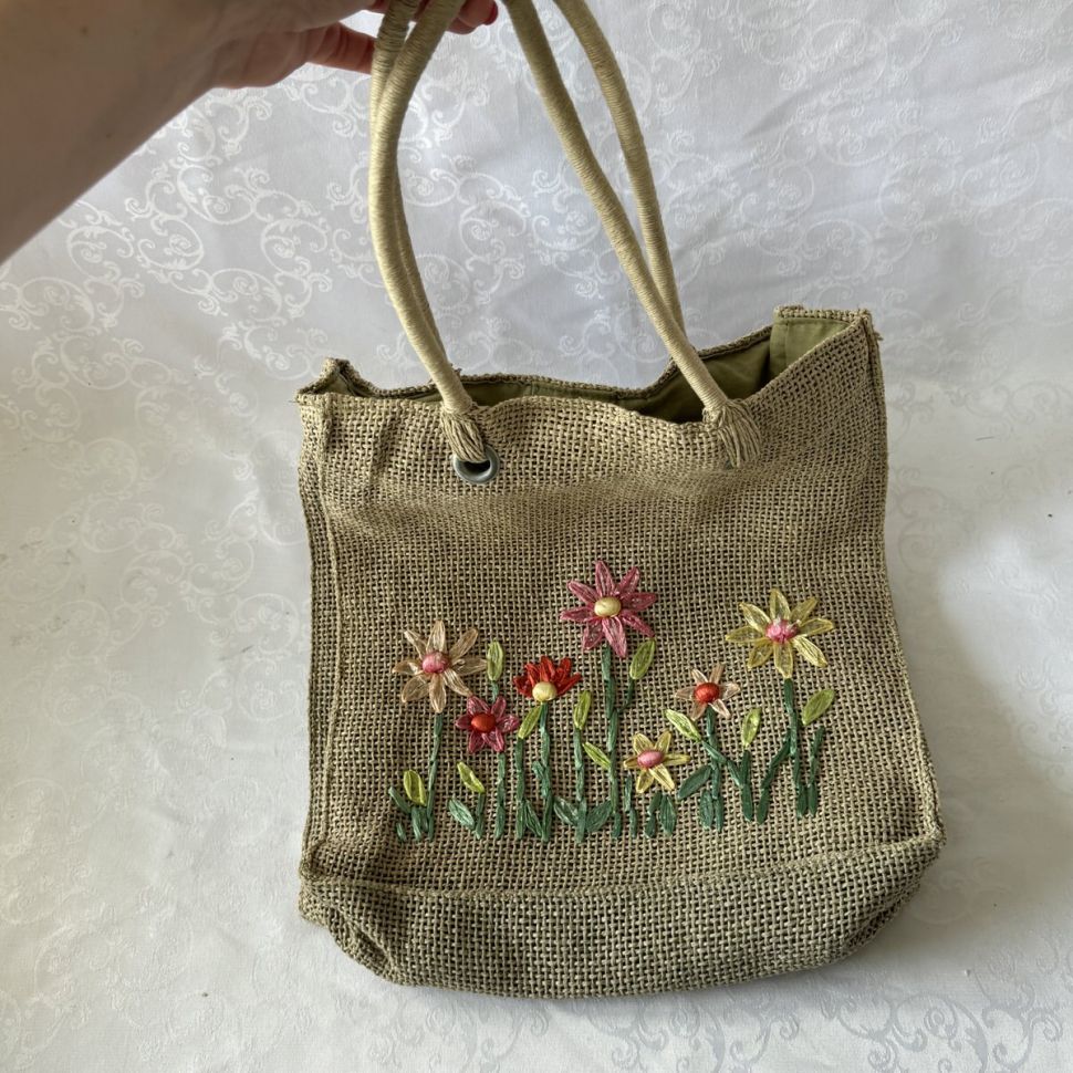 Сумка шоппер 32 см мешковина 