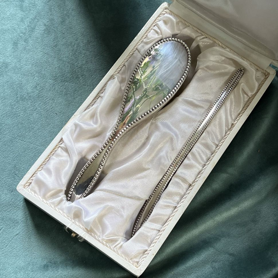 Щетка и расческа расческа набор для младенцев серебро Франция