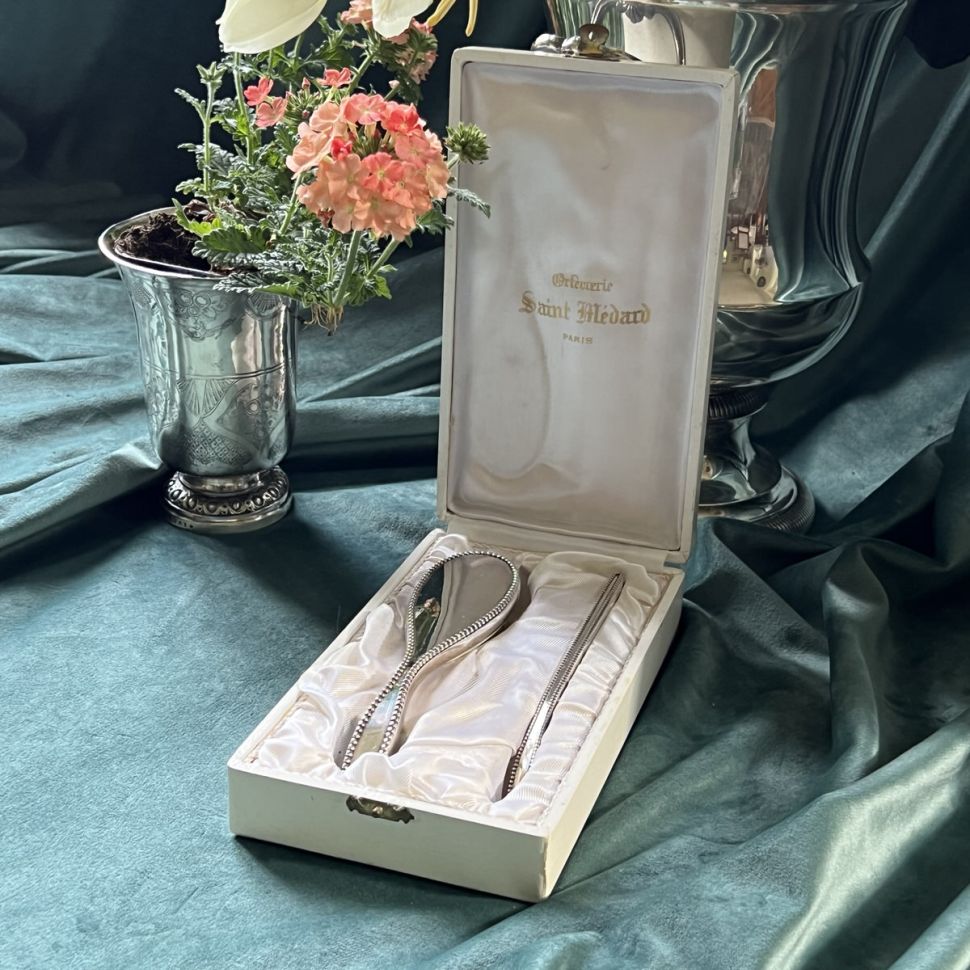 Щетка и расческа расческа набор для младенцев серебро Франция