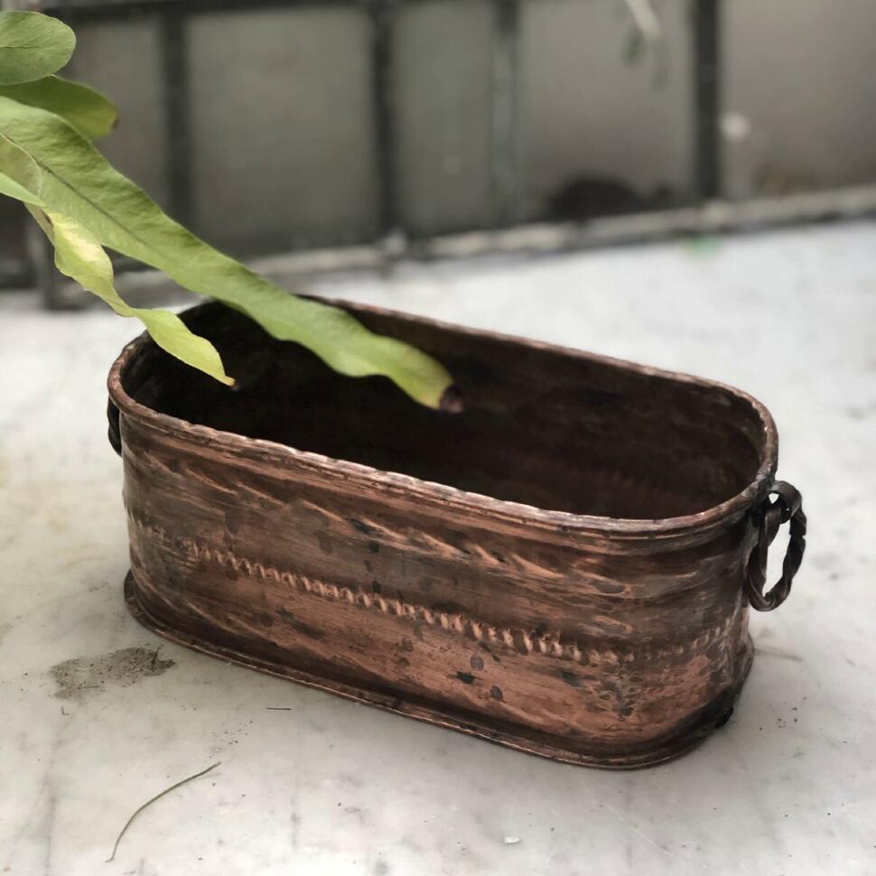 Кашпо c витыми ручками 21 см медь