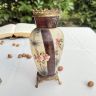 Ваза стекло ручная роспись латунь 22 см  