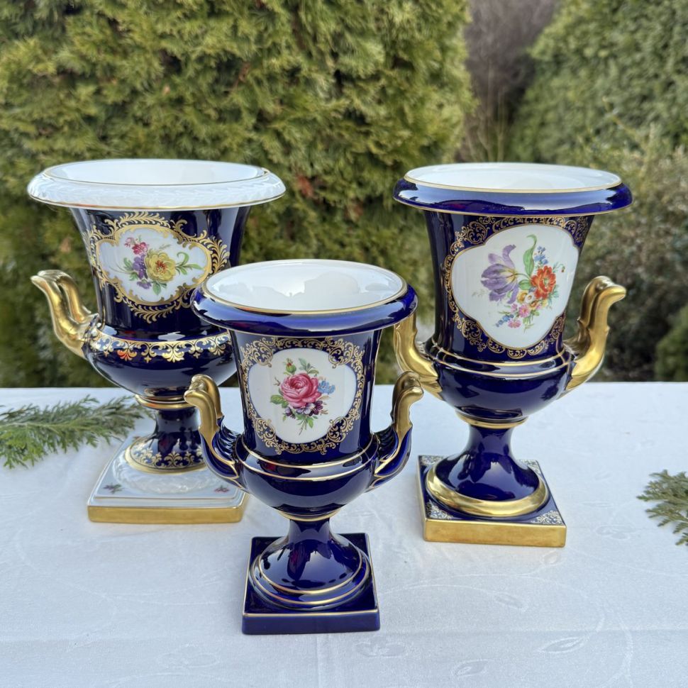 Ваза формы Медичи Lindner Мейсенский букет 21 см Германия