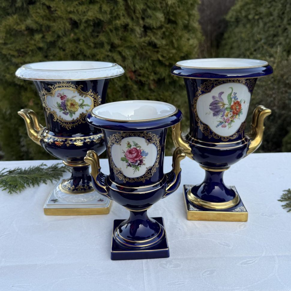 Ваза формы Медичи Lindner Мейсенский букет 21 см Германия