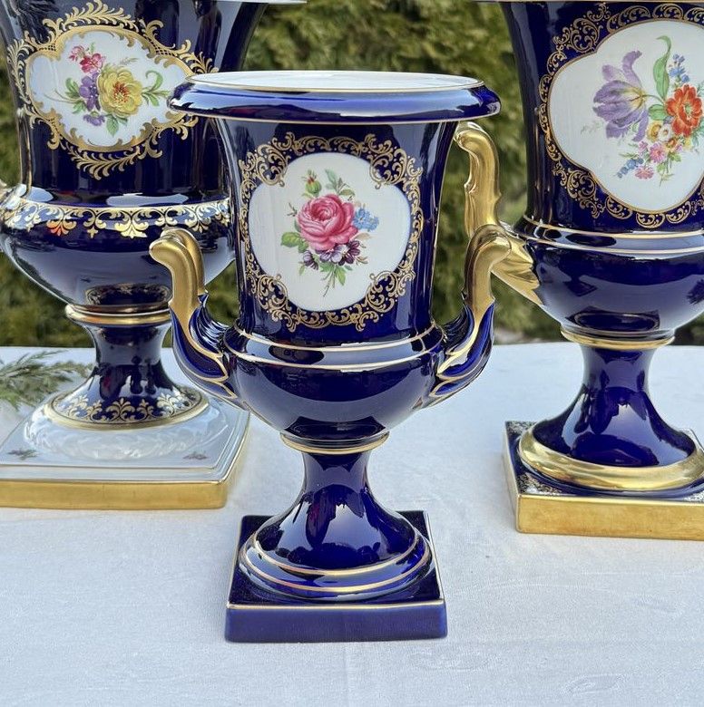 Ваза формы Медичи Lindner Мейсенский букет 21 см Германия