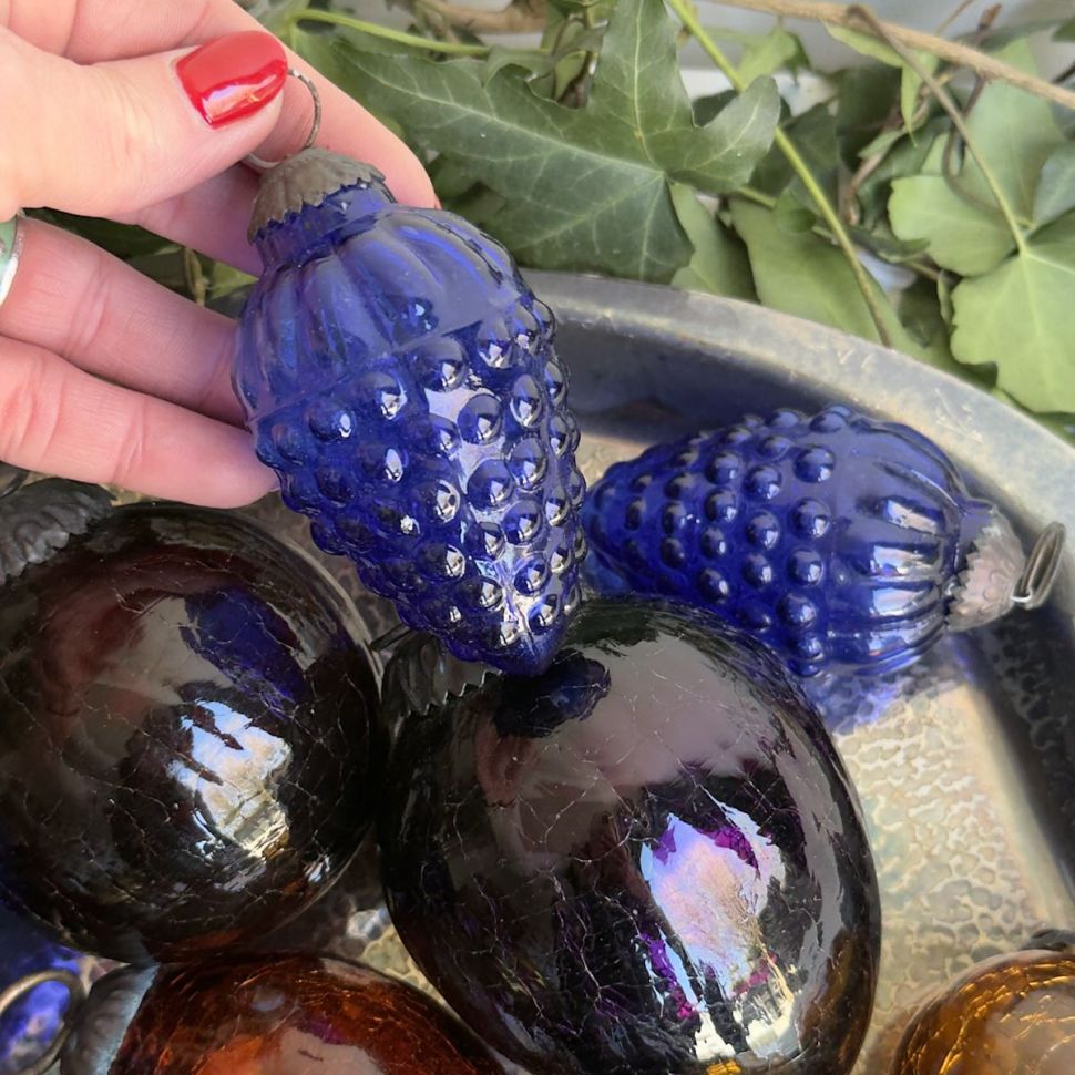 Елочная игрушка Шишка 9 см стекло металл 