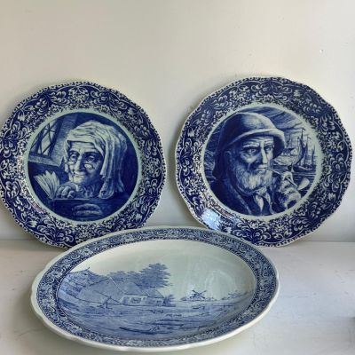 Тарелка блюдо Старушка Boch Freres La Louviere Delft 34 см Бельгия