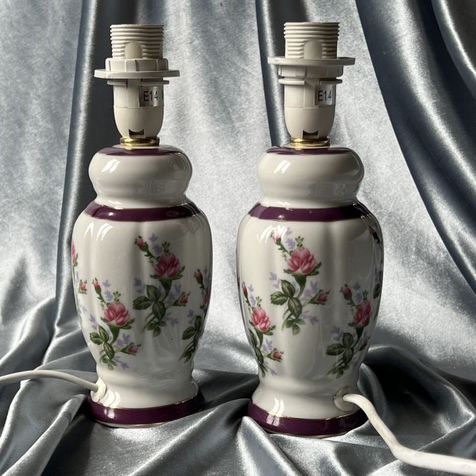 Лампа настольная Франция Розы 21 см фарфор 