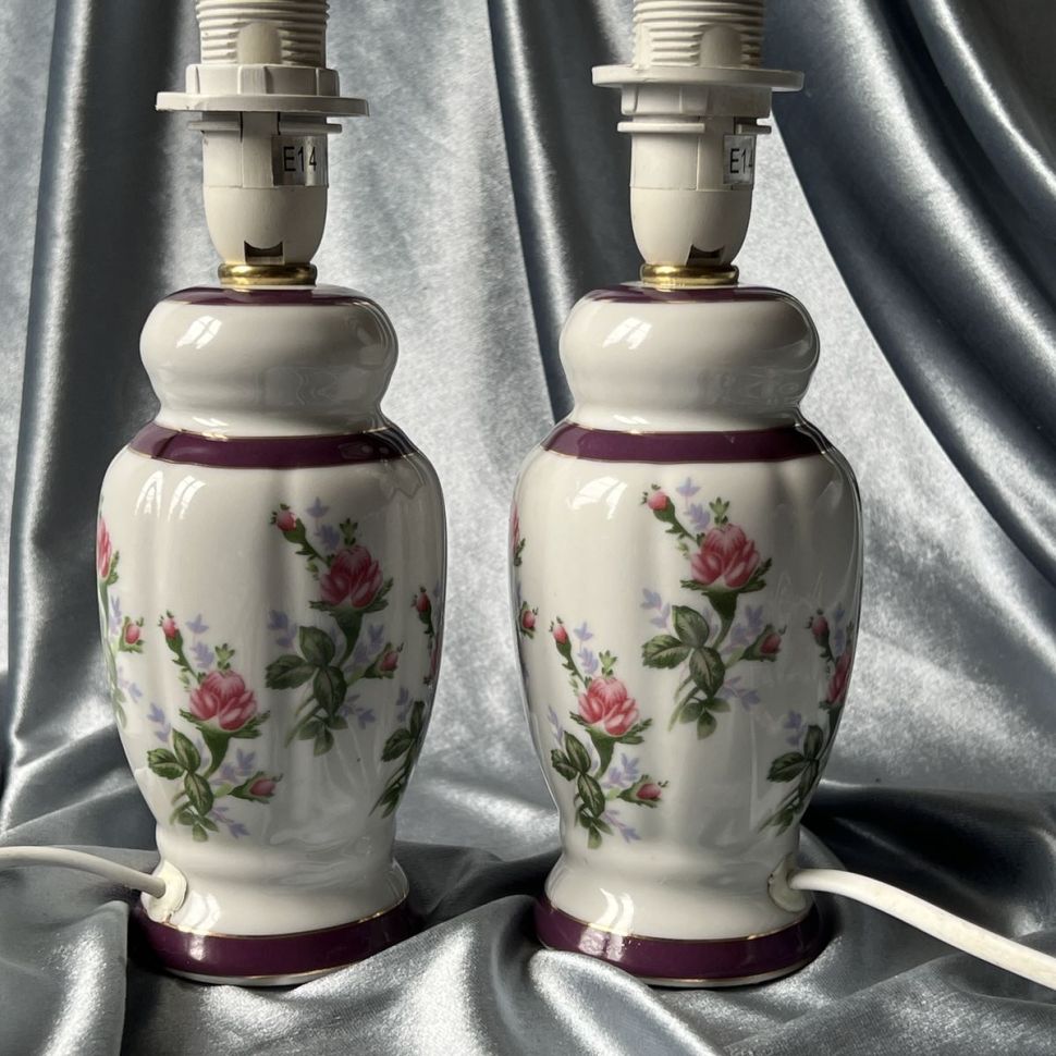 Лампа настольная Франция Розы 21 см фарфор 