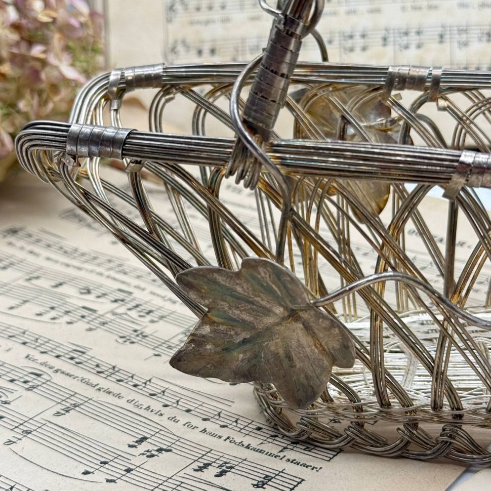 Подставка корзинка под бутылку вина Виноград мельхиор Франция  