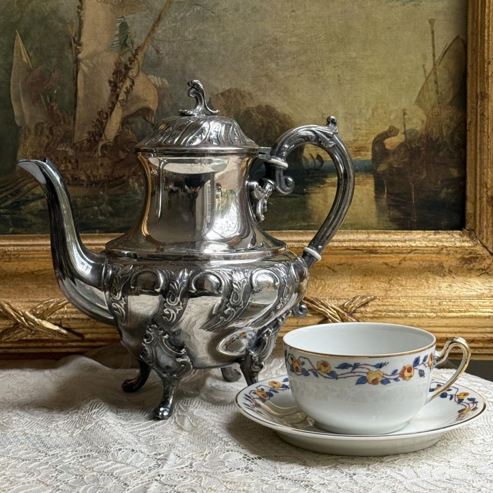 Чайник кофейник 1 л Victor Saglie Франция серебрение 