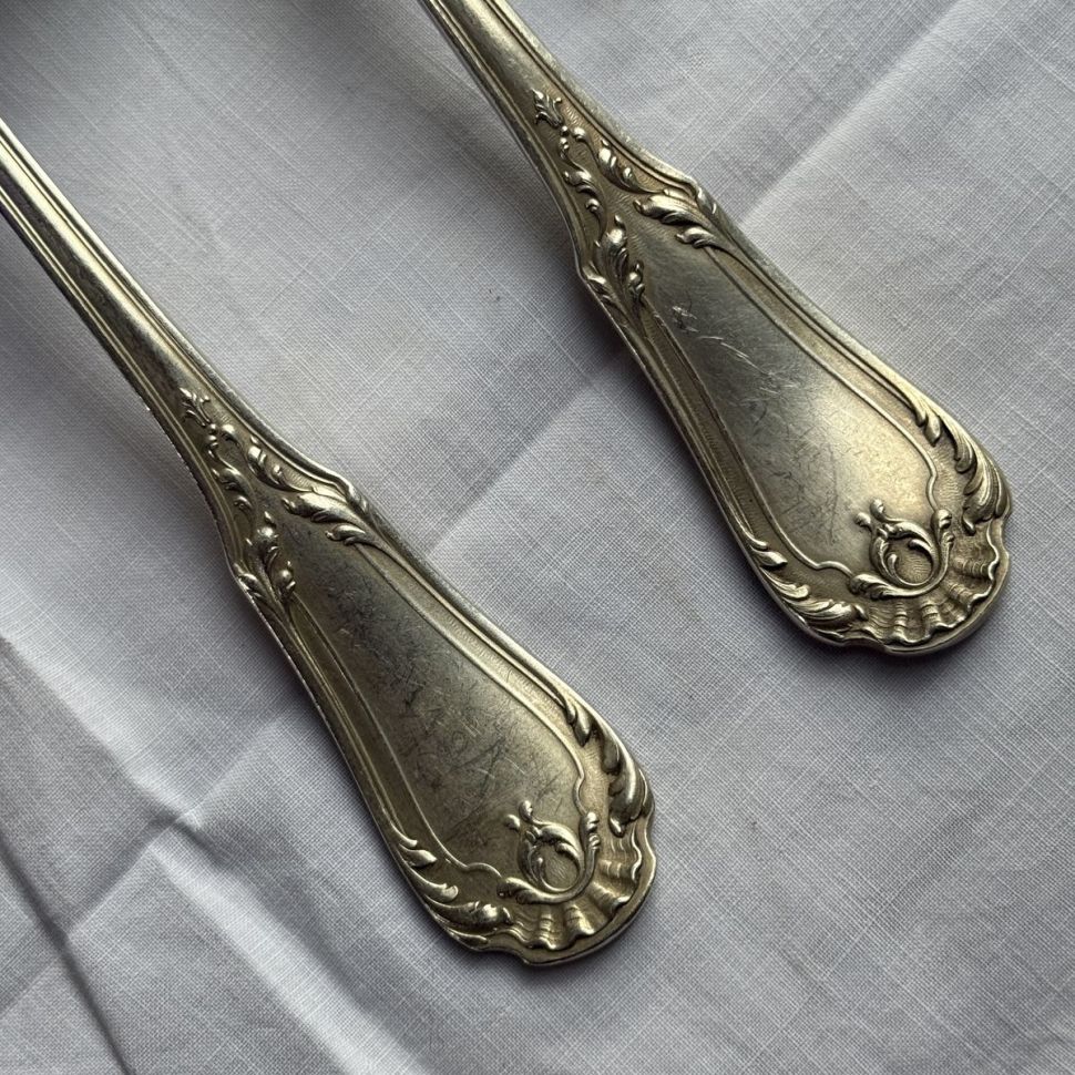 Ложка и вилка столовые Sfam набор 2 предмета 22 см серебрение Франция