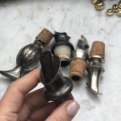 Пробка для бутылки с носиком 6,5 см мельхиор