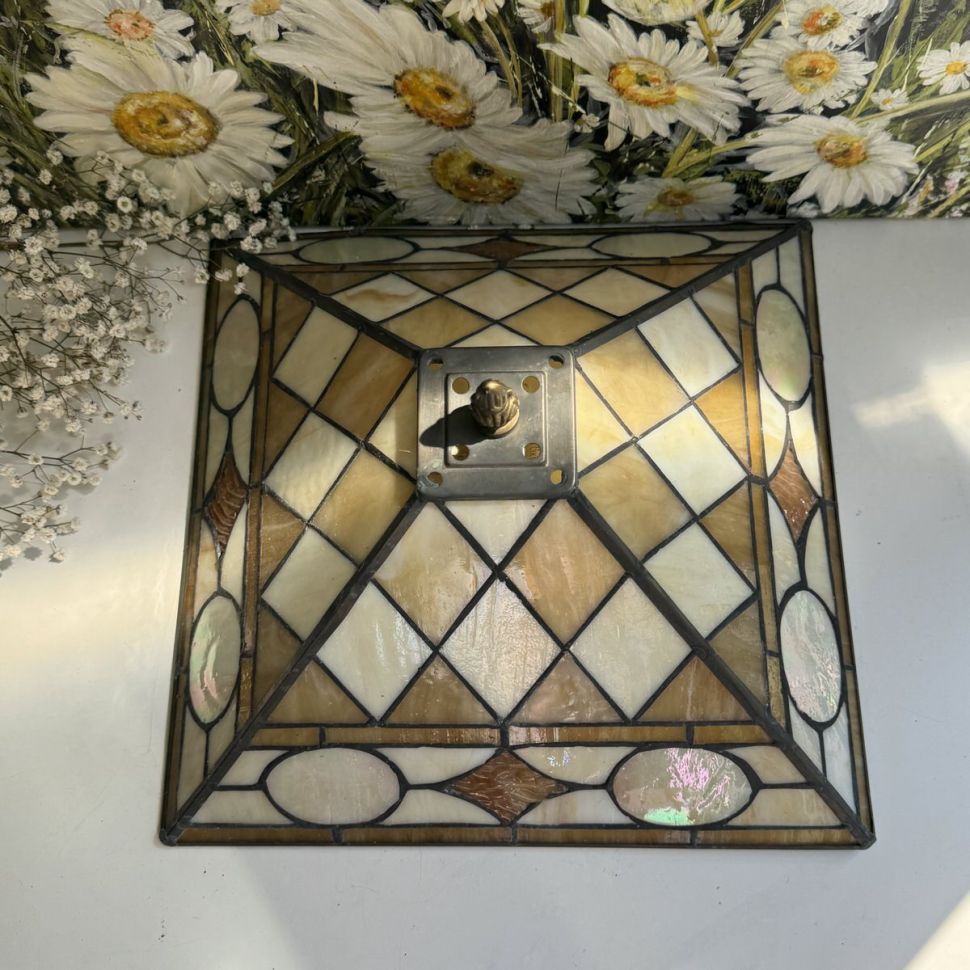 Лампа потолочная Тиффани 30 см металл стекло     