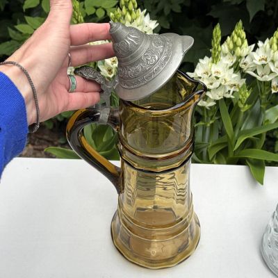 Пивная кружка кувшин 36 см стекло олово
