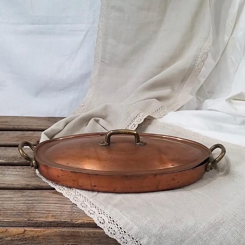 Кастрюля для запекания с крышкой 31 см медь латунь