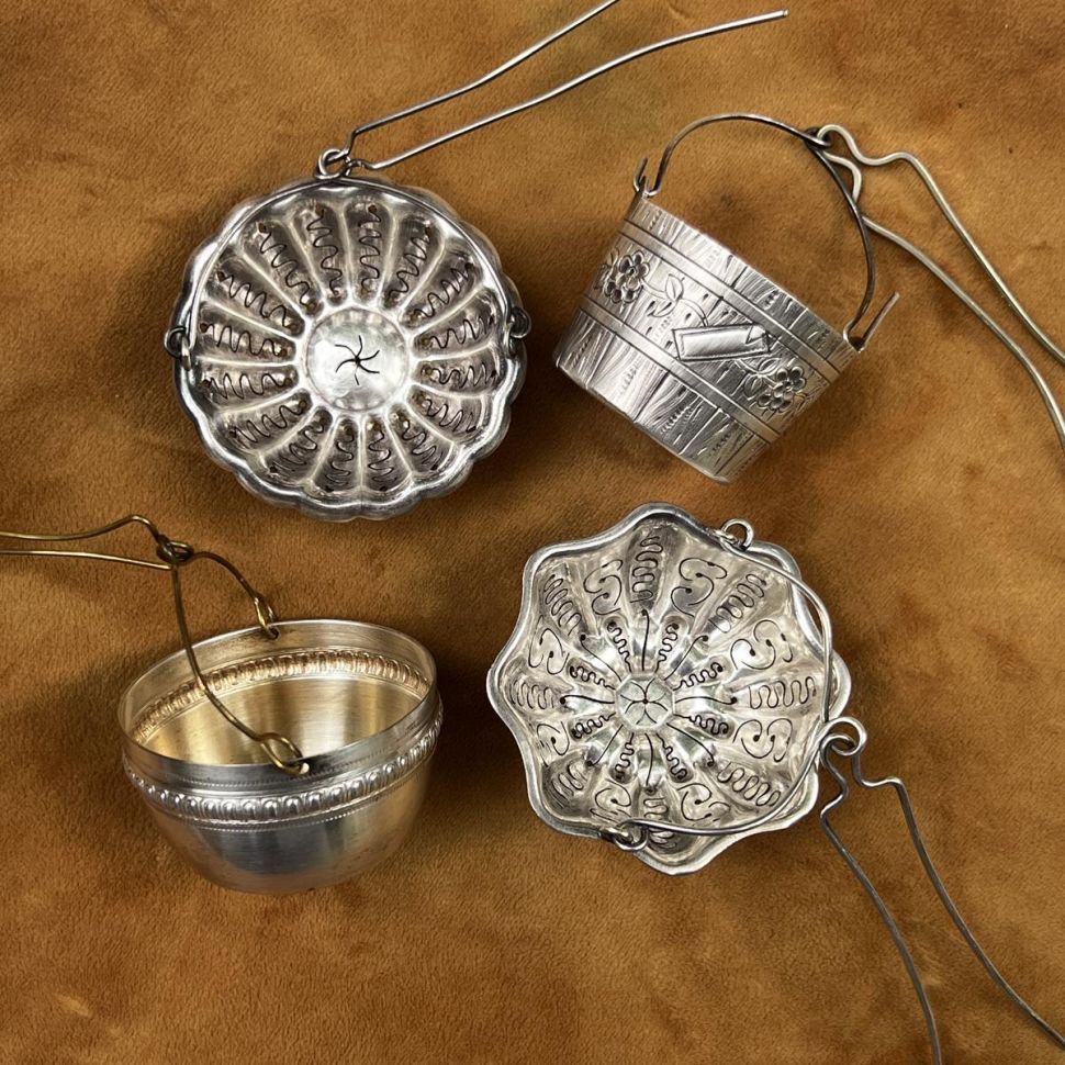 Ситечко для чая S.F.A.M. 5 см 1910 гг. серебрение Франция