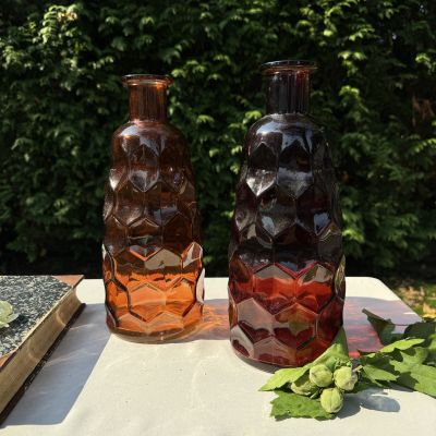 Ваза бутыль большая Соты 31 см стекло Франция