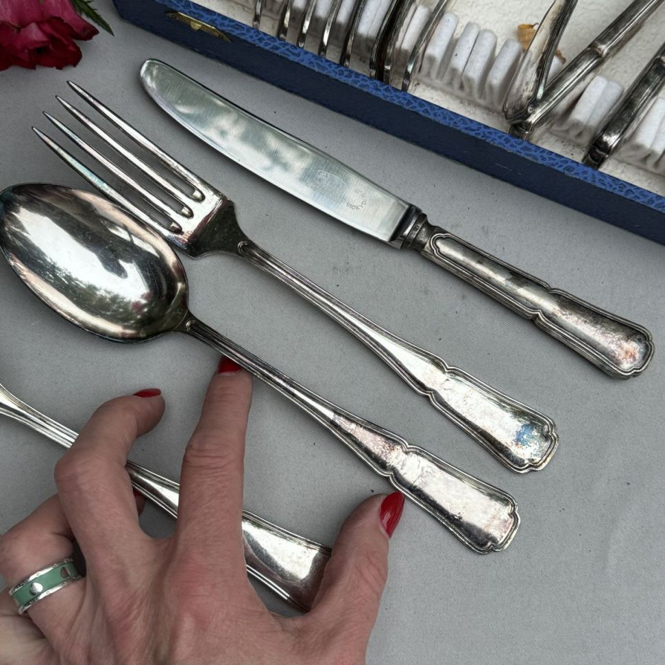 Ложка столовая 21 см Govaers Bruxelles серебрение сталь Бельгия