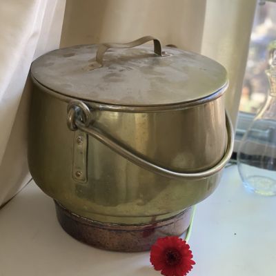 Ведро с крышкой котел 30 см медь латунь тяжелое