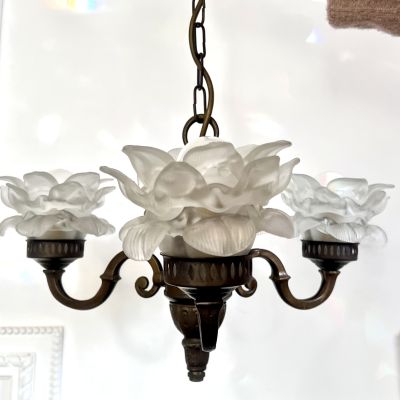 Люстра на 3 лампы 55 см латунь медь хрусталь Франция 