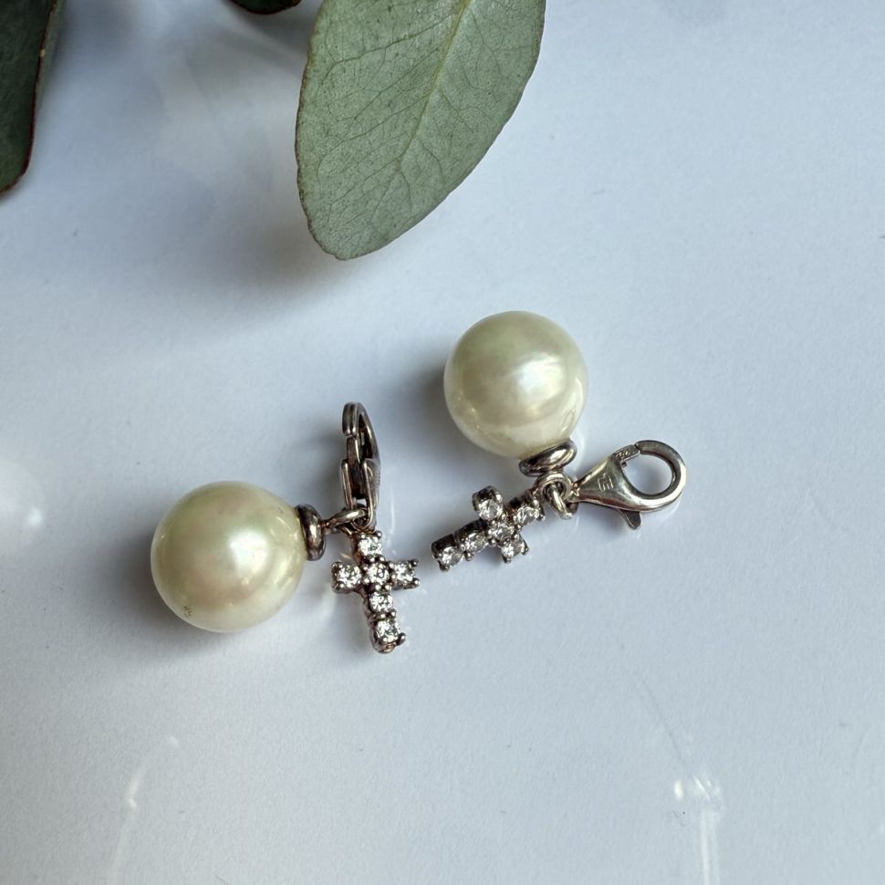 Подвеска шарм Thomas Sabo Жемчуг и крест 1,5 см 925 