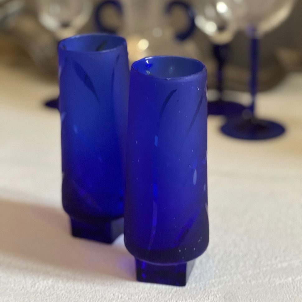 Стакан синий 250 мл хрусталь Швеция