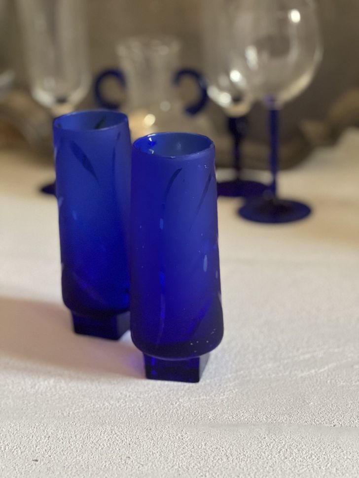 Стакан синий 250 мл хрусталь Швеция