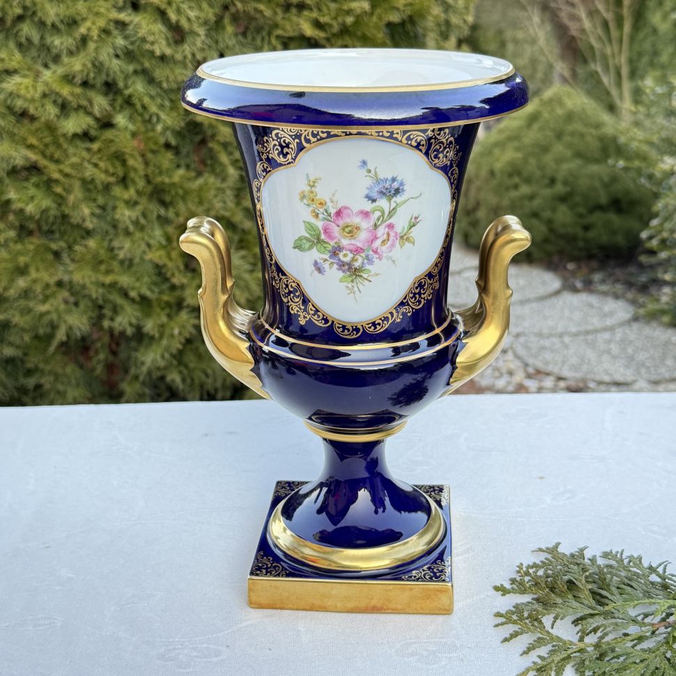 Ваза формы Медичи Lindner Мейсенский букет 25 см Германия