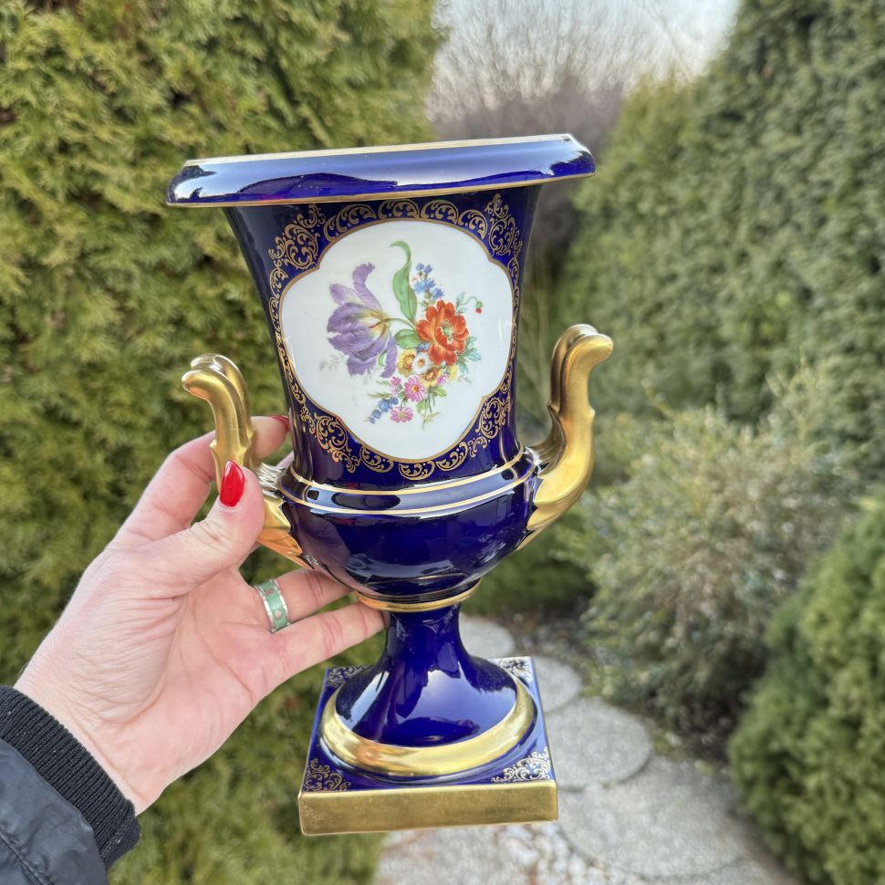 Ваза формы Медичи Lindner Мейсенский букет 25 см Германия