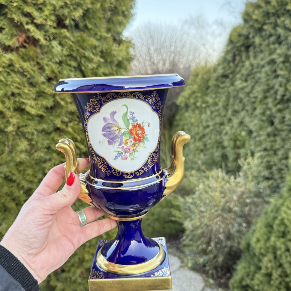 Ваза формы Медичи Lindner Мейсенский букет 25 см Германия