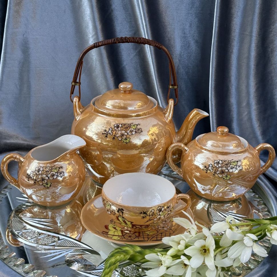 Чайная пара Гейша 150 мл фарфор литофания Япония         