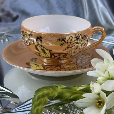 Чайная пара Гейша 150 мл фарфор литофания Япония         