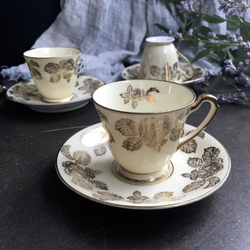 Кофейная пара золотая роза Noritake
