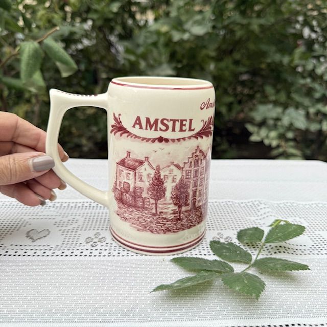 Кружка пивная Red Delft Amstel 500 мл ручная роспись Голландия