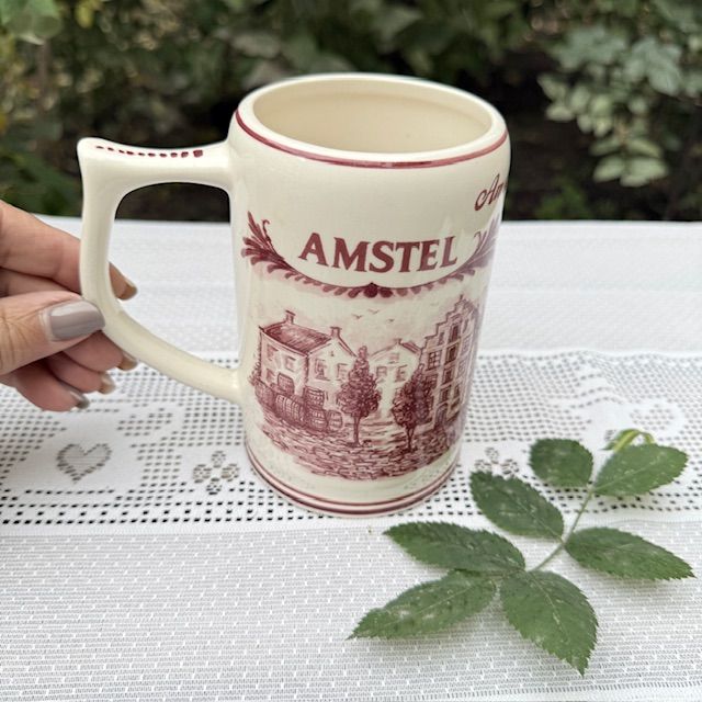 Кружка пивная Red Delft Amstel 500 мл ручная роспись Голландия