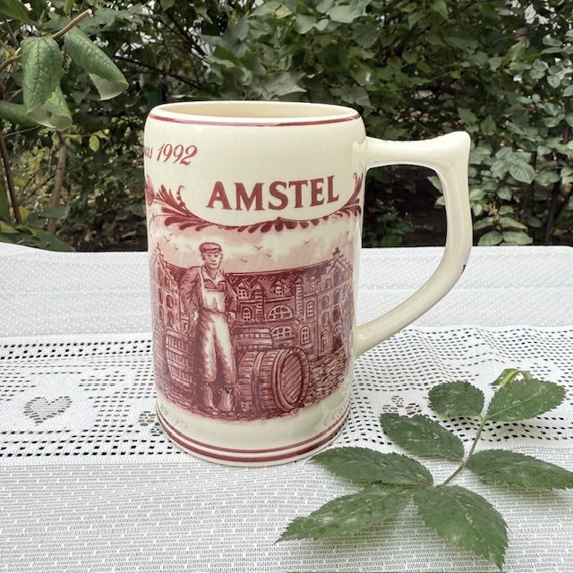 Кружка пивная Red Delft Amstel 500 мл ручная роспись Голландия