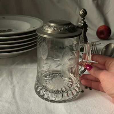 Кружка пивная 450 мл хрусталь олово Германия 