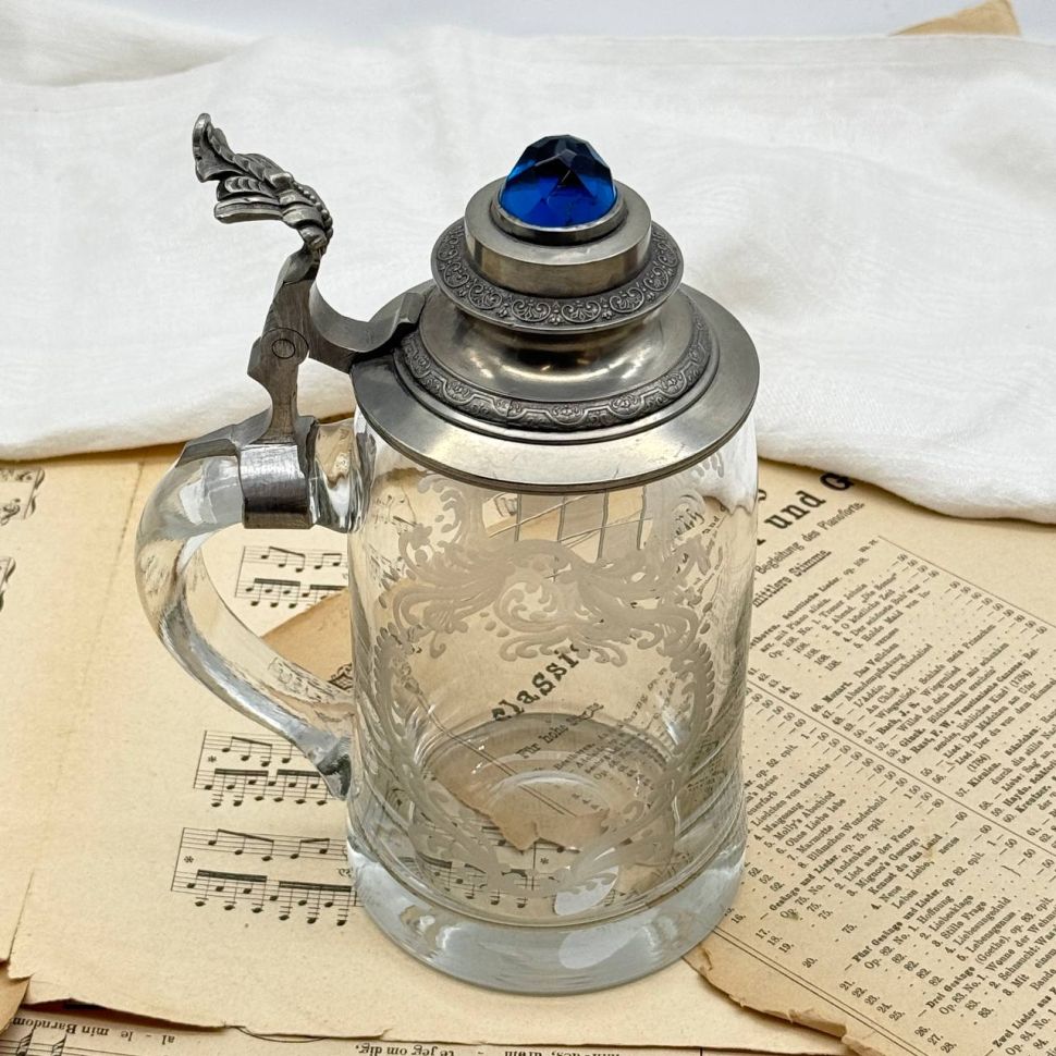 Кружка пивная 700 мл хрусталь олово Германия