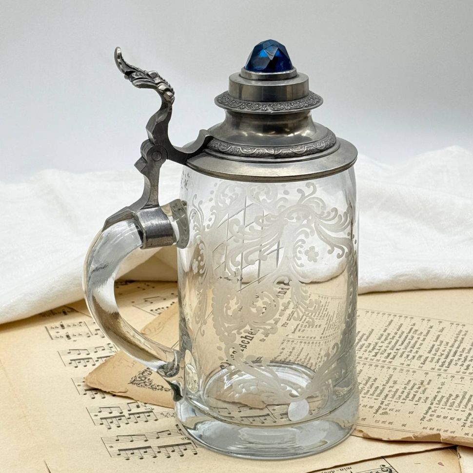 Кружка пивная 700 мл хрусталь олово Германия