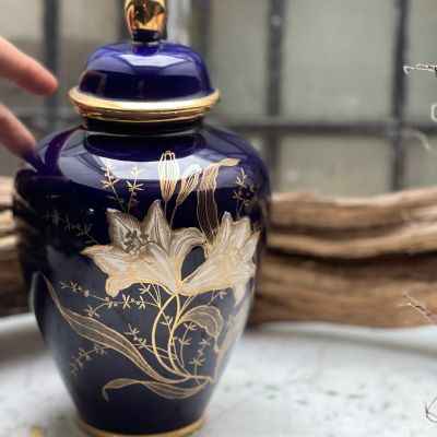 Ваза с крышкой чайница 20 см фарфор кобальт Германия